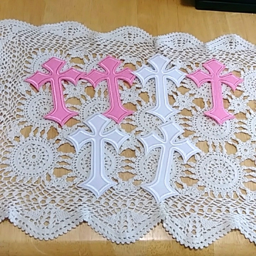 Iron-On Patches, Pink And White Crosses
